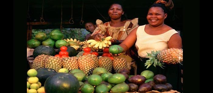 Happy fruit vendors